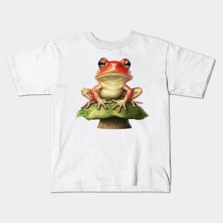 Cute Frog on Toadstool Kids T-Shirt